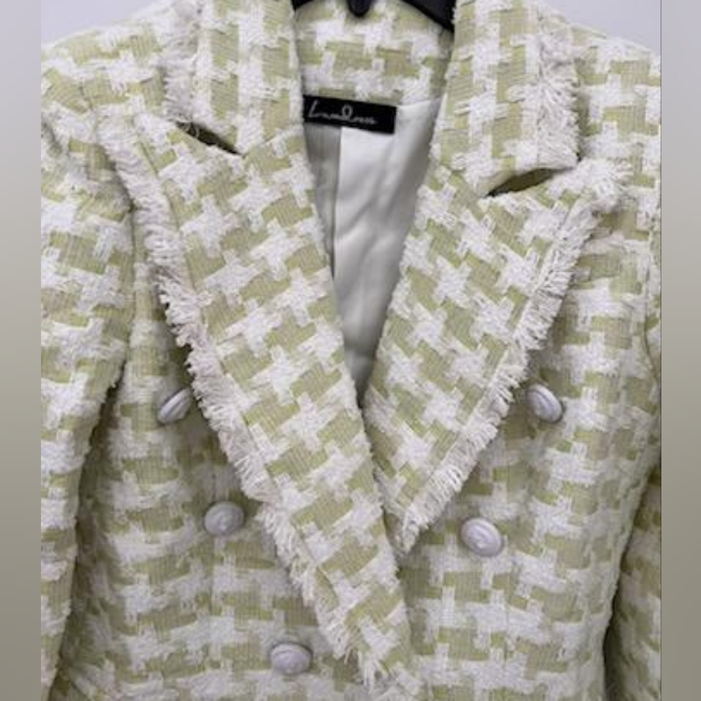 NWOT!! Tassel Fringed Houndstooth Blends Tweed Blazer - Picture 4 of 12
